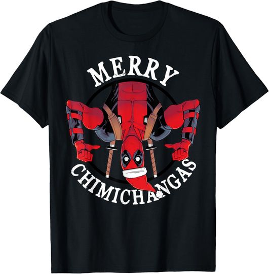 Discover Marvel Deadpool Merry Chimichangas Hanging Christmas T-Shirt