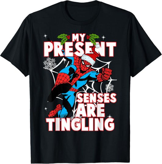 Discover Marvel Spider-Man Present Senses Tingling Christmas T-Shirt