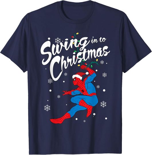 Discover Marvel Spider-Man Swing In To Christmas T-Shirt