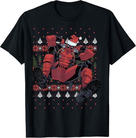 Discover Marvel Deadpool Santa Hat Ugly Sweater Christmas T-Shirt