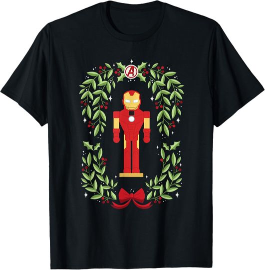 Marvel Holiday Christmas Avengers Holly Iron Man Nutcracker T-Shirt