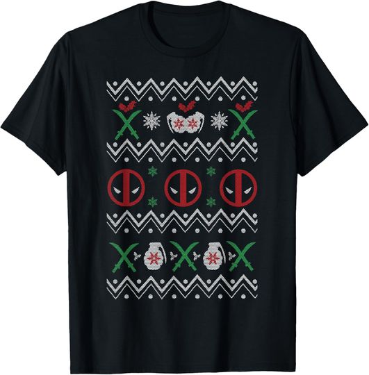 Discover Marvel Deadpool Weapons Ugly Christmas Sweater T-Shirt