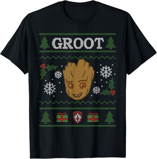 Marvel Groot Guardians of the Galaxy Ugly Christmas Sweater T-Shirt