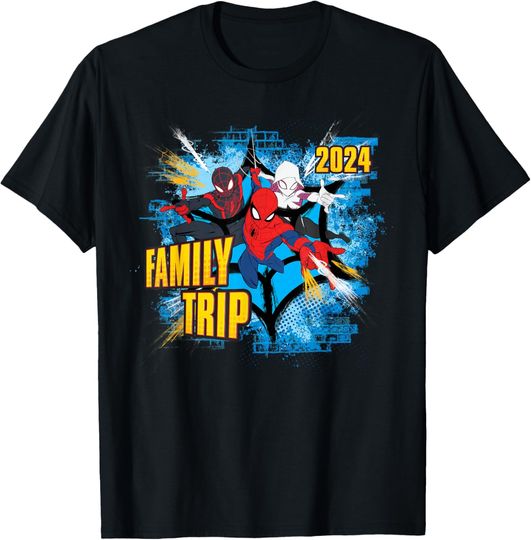 Marvel Spider-Man Miles Morales Spider-Gwen Family Trip 2024 T-Shirt
