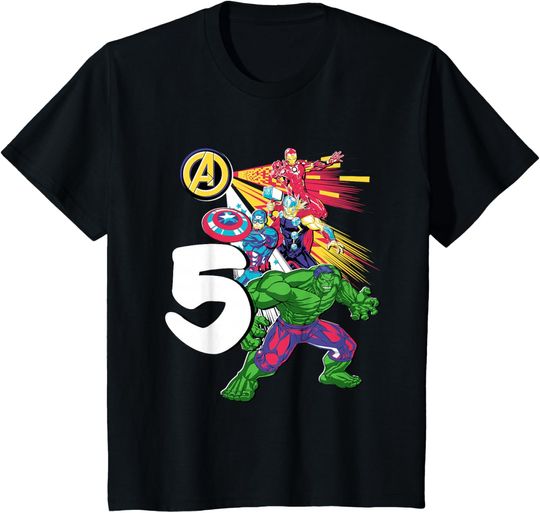 Discover Marvel Super Heroes Avengers 5 Year Old Fifth Birthday T-Shirt