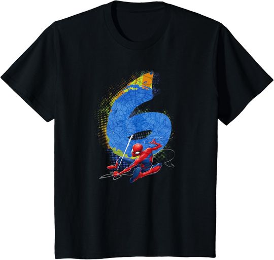 Discover Kids Marvel Super Heroes Spider-Man 6 Year Old Sixth Birthday T-Shirt