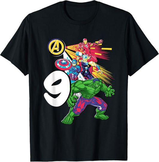 Discover Marvel Super Heroes Avengers 9 Year Old Ninth Birthday T-Shirt