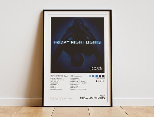Discover J Cole - Friday Night Lights Digital Album Cover Poster | Room Aesthetic | Music Album Cover | Jcole Poster | No Role Modelz | Rap Tracklist
