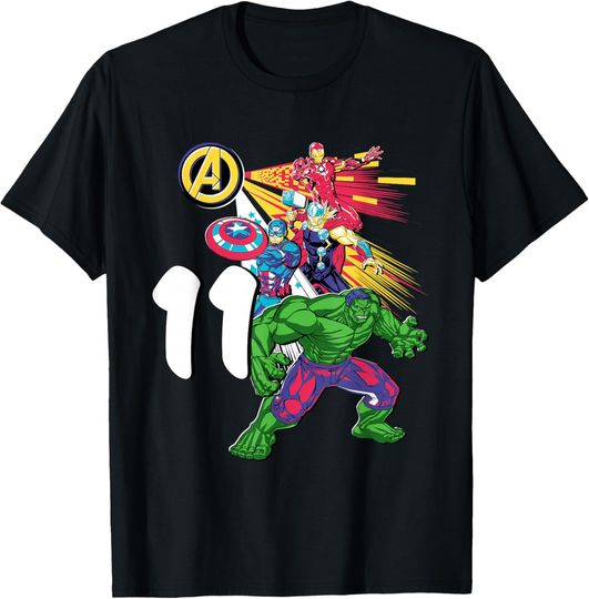Discover Marvel Super Heroes Avengers 11 Year Old Eleventh Birthday T-Shirt