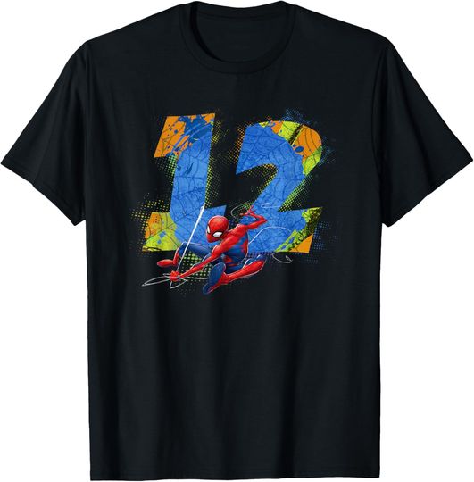 Discover Marvel Super Heroes Spider-Man 12 Year Old Twelfth Birthday T-Shirt