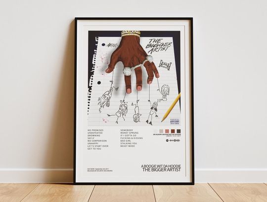 Discover A Boogie wit da Hoodie - The Bigger Artist Digital Album Cover Poster - Room Aesthetic - Album Cover -  Rap Tracklist Poster - Music Poster