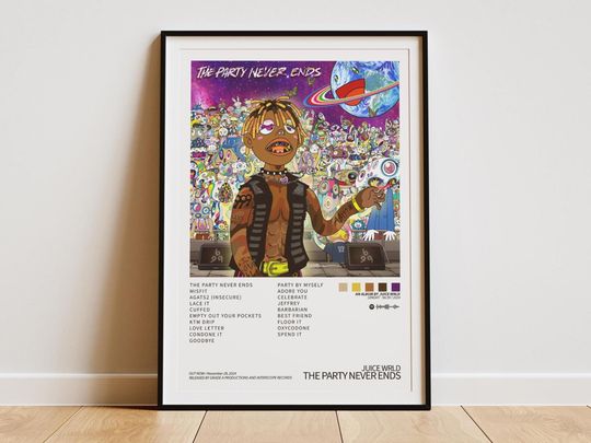 Juice WRLD - The Party Never Ends Album Cover  Poster | Tracklist-Poster| Rap Music Poster Gift | Hip Hop | Juice Wrld Poster Gift