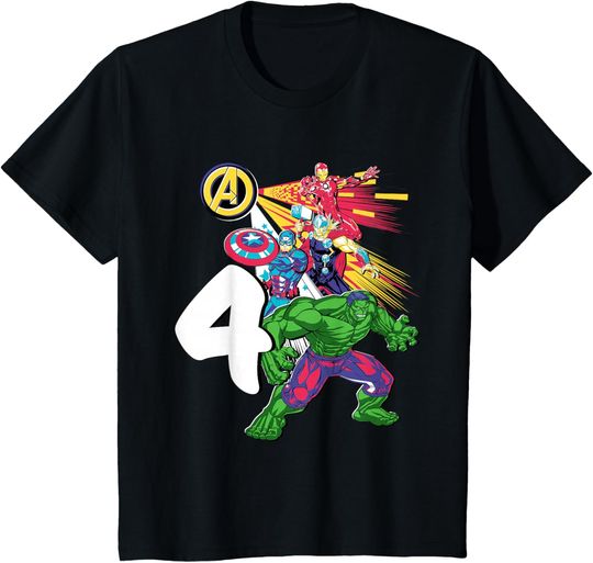 Discover Marvel Super Heroes Avengers 4 Year Old Fourth Birthday T-Shirt