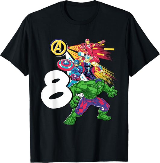 Discover Marvel Super Heroes Avengers 8 Year Old Eighth Birthday T-Shirt