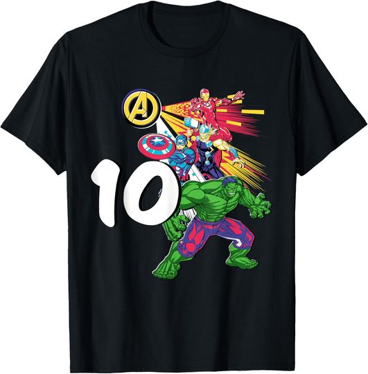 Discover Marvel Super Heroes Avengers 10 Year Old Tenth Birthday T-Shirt
