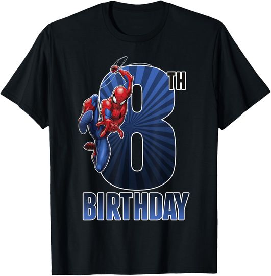 Marvel Spider-Man Swinging 8th Birthday Graphic T-Shirt T-Shirt