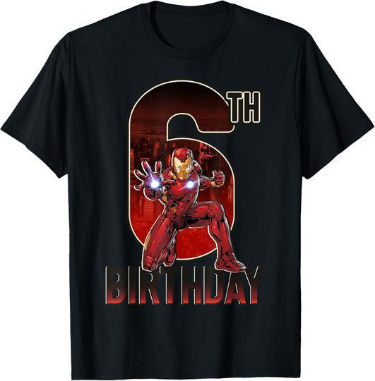 Discover Marvel Iron Man 6th Birthday Action Pose Graphic T-Shirt T-Shirt