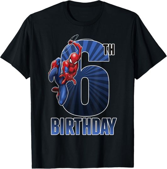 Marvel Spider-Man Swinging 6th Birthday Graphic T-Shirt T-Shirt