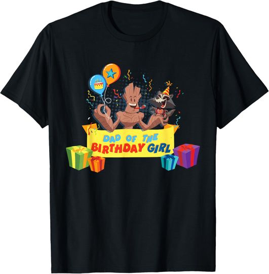 Discover Marvel Rocket & Groot Family Party Dad of the Birthday Girl T-Shirt