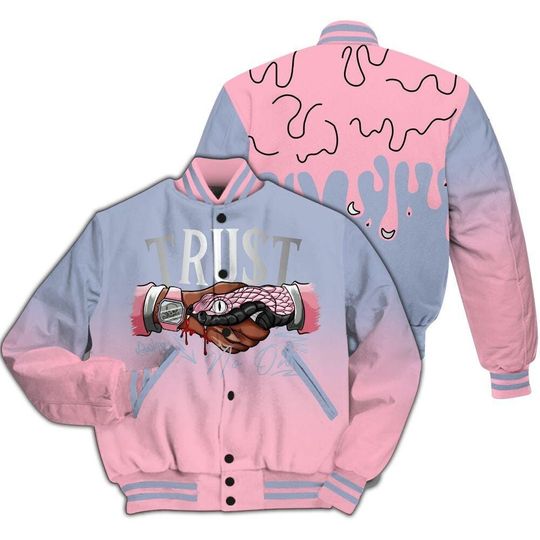 Discover Dunkare Varsity Jacket To Match AJ 5 Retro 35th Anniversary 5s - Trust No One Drip All Over Print