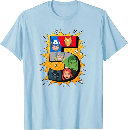 Discover Marvel Avengers Comic Super Heroes 5th Birthday T-Shirt