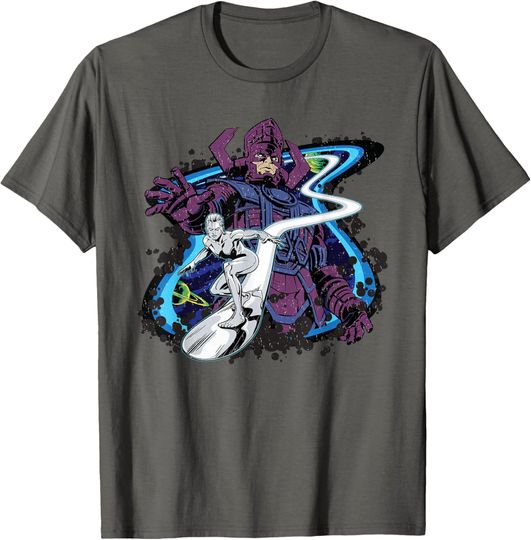 Marvel Silver Surfer and Galactus Retro Vintage Comic Style T-Shirt