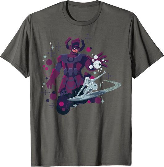 Marvel Silver Surfer and Galactus Retro Sixties Stylized T-Shirt