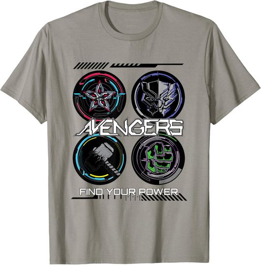 Discover Marvel Comics Avengers Find Your Power Icons T-Shirt