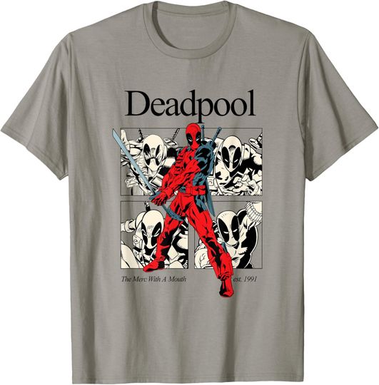 Discover Marvel Comics Deadpool Retro Comic Shout T-Shirt
