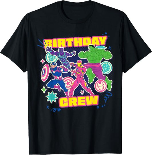 Discover Marvel Super Heroes Avengers "Birthday Crew" Matching Party T-Shirt