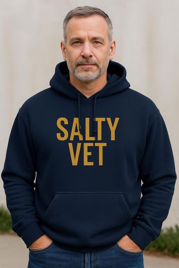 Discover Salty Vet Hoodie | Funny Navy Veteran Gift | Cozy Unisex Hooded Sweatshirt | Warm Veteran Apparel | Veterans Day Gift