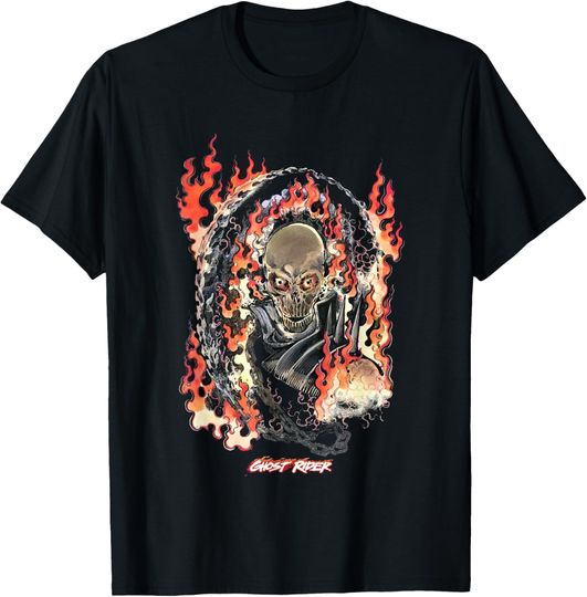 Discover Marvel Comics Ghost Rider Vintage Comic Flame Icon T-Shirt