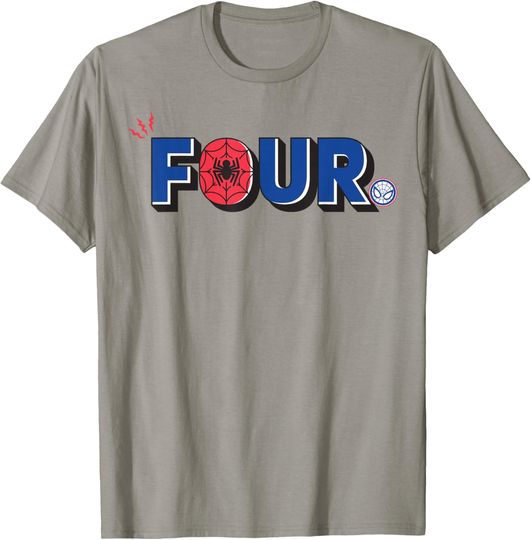 Discover Marvel Super Heroes Spider-Man Numbers 4 Four 4th Birthday T-Shirt