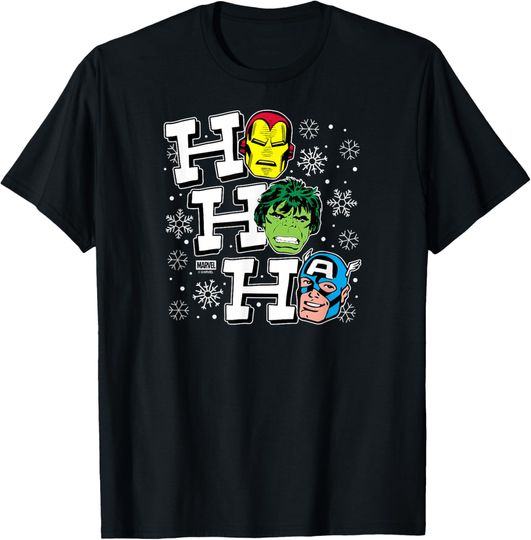 Discover Iron Man, Hulk & Captain America Ho Ho Ho Christmas T-Shirt