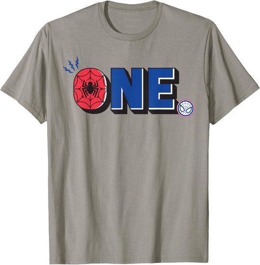 Discover Marvel Super Heroes Spider-Man Numbers 1 One 1st Birthday T-Shirt
