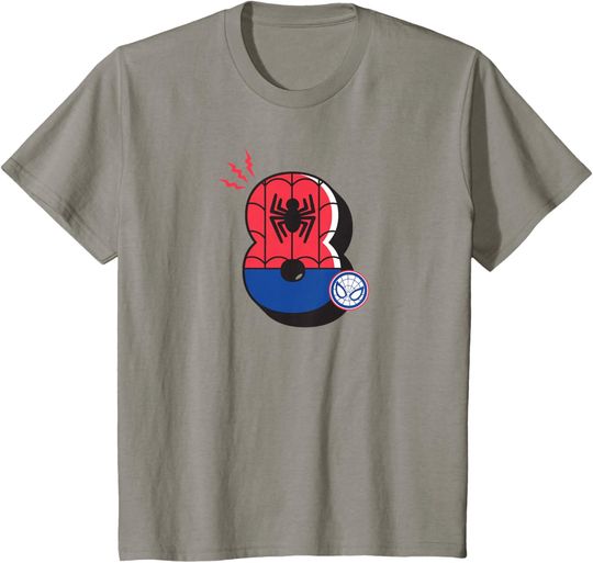 Discover Marvel Super Heroes Spider-Man Numbers 8 Eighth 8th Birthday T-Shirt