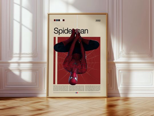 Discover Spider-Man Poster | Marvel Wall Art | Superhero Posters | Retro Comic Print | Movie Icon Decor | Red & Blue Minimalist Design | Marvel posters