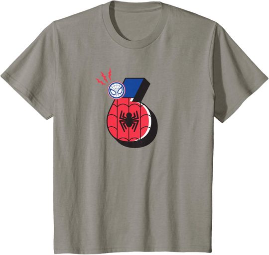 Discover Marvel Super Heroes Spider-Man Numbers 6 Sixth 6th Birthday T-Shirt