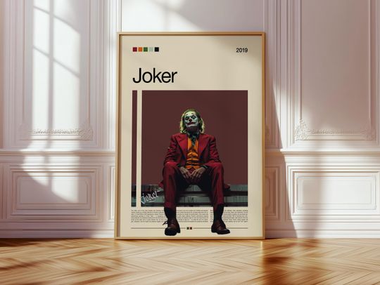 Joker Poster | Joaquin Phoenix Wall Art | 2019 Movie Print | Cinematic Minimalist Artwork | Dark Psychology Film Decor | Gotham posters