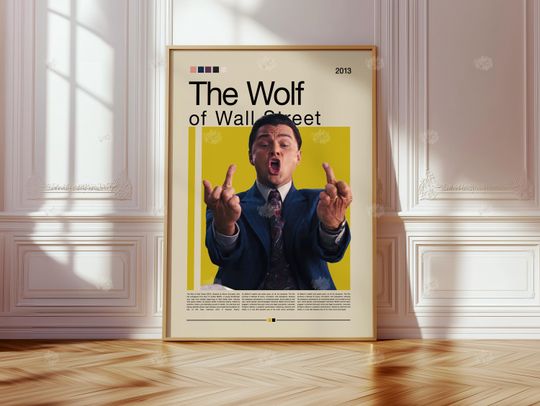 The Wolf of Wall Street Movie Poster | Minimalist Leonardo DiCaprio Print | Motivational Wall Art | Modern Cinema Decor | 2013 movie poster