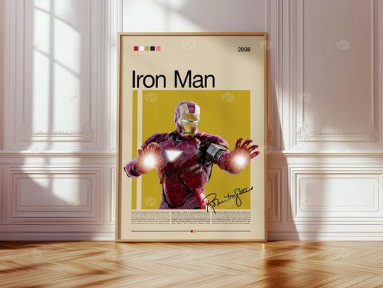 Iron Man Poster | Marvel Superhero Wall Art | Tony Stark Print | Cinematic Minimalist Design | Red & Gold Movie Poster | Marvel icon artwork