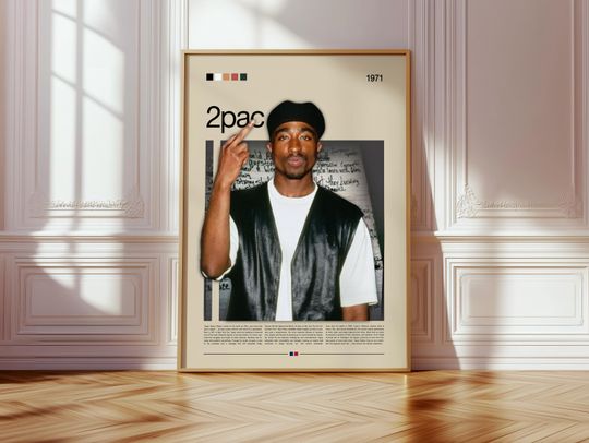 Discover 2Pac 3D Poster | Hip Hop Legend Wall Art | West Coast Rap Artwork | Tupac Poster | Street Art Poster for Music Lovers