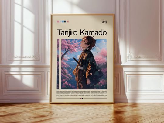 Discover tanjiror Kamado Poster | demon Anime | Kimetsu no Yaiba Wall Art | Japanese Cherry Blossom Art Print | Inspiring Anime Decor