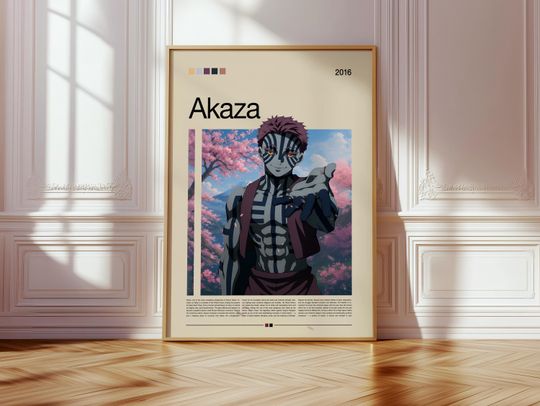 Discover Akaza | demon Poster | Upper Moon 3 Wall Art | Anime Villain Print | Kimetsu no Yaiba Decor | Japanese Aesthetic Art