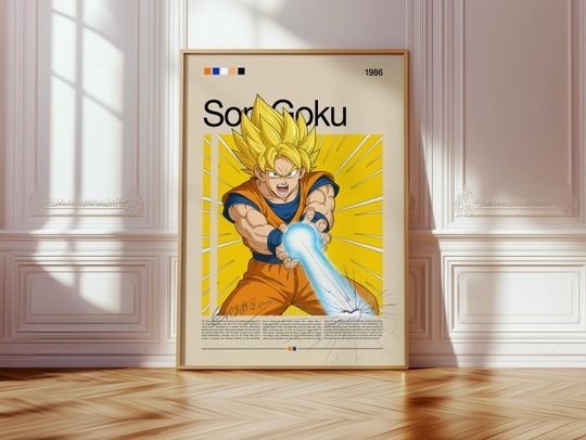 Discover Son Goku Super Saiyan Poster | Dragon Ball Z Wall Art | Anime Manga Print | Shonen Jump Retro Poster | Anime Gift Idea