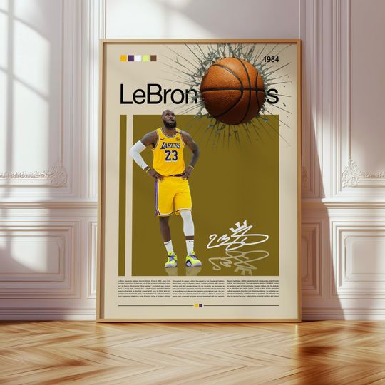 Discover LeBron James 3D Poster | Basketball Wall Art | NBA Artwork Print | Lakers Player Digital Art | Sports Poster for Basketball Fans