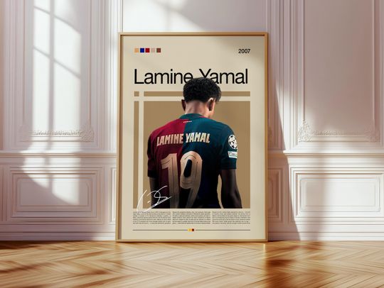 Discover Lamine Yamal Poster | Barcelona Football Wonder | Soccer Star Wall Decor | Sports Art Print for Fans | Digital Download Artwork
