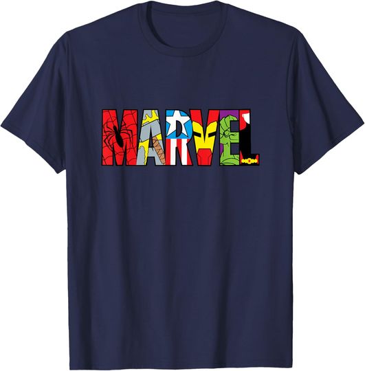 Discover Marvel Comics Retro Avengers Logo Fill T-Shirt