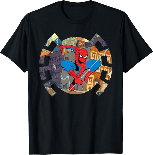 Discover Marvel Your Friendly Neighborhood Spider-Man Swinging Spidey T-Shirt
