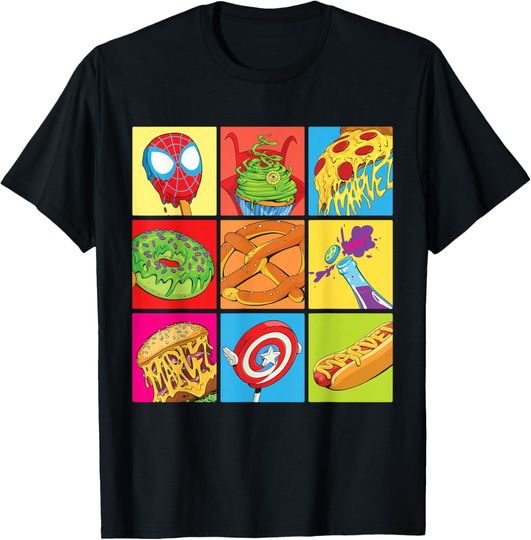 Discover Marvel Spider-Man X-Men Captain America Funny Snack Foods T-Shirt